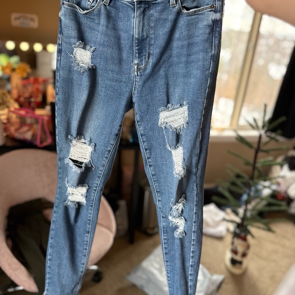 PacSun Ripped Light Blue Skinny Jeans - Picture 1 of 4
